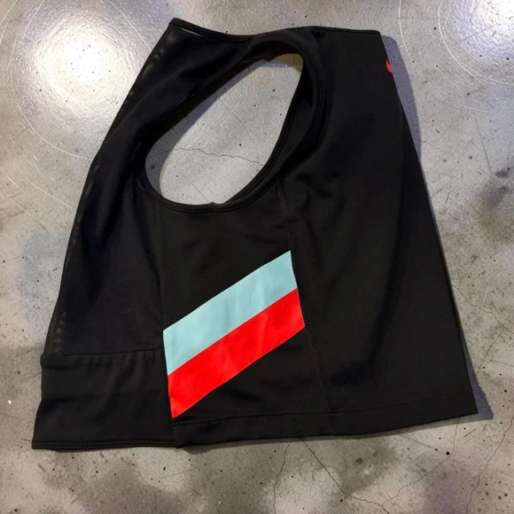 Nike Dri-Fit Longline Crop Sports Bra Black Colorblock Mesh Inset Size S Active - Picture 4 of 7